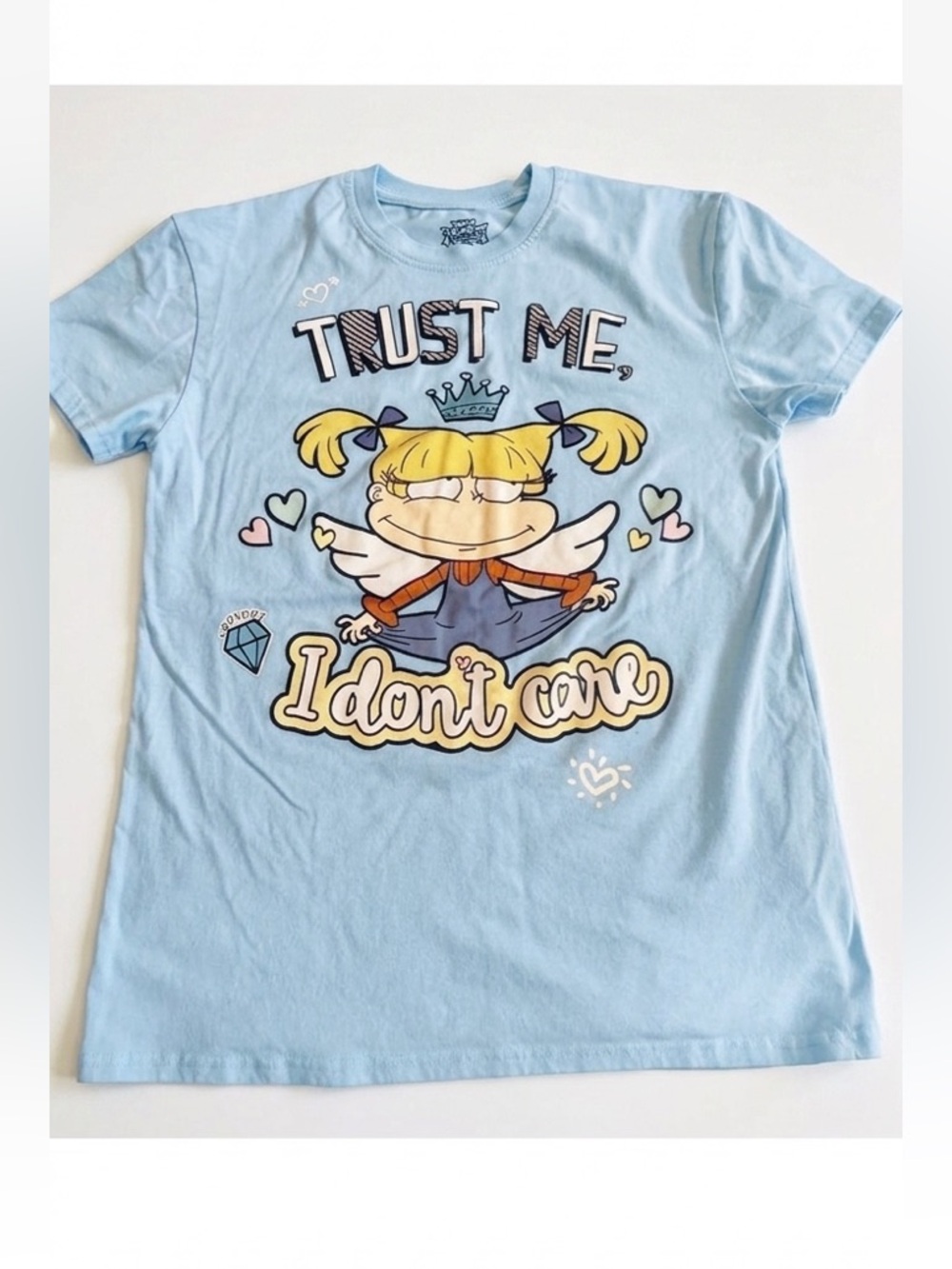Nickelodeon Rugrats Angelica Trust Me I Don't Care Graphic Tee Pastel Blue M